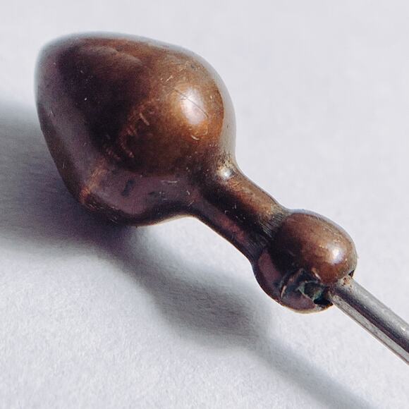 Antique Brass Tone Metal Hair Bodkin Hatpin Hairpin 1900s–1910s Steel 6" Vintage - Picture 8 of 12